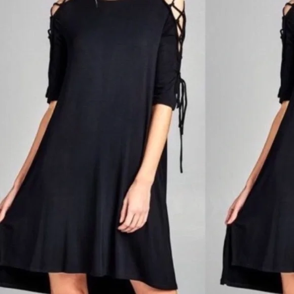 Tee Shirt LBD with Cut-Out Sleeves Small - Picture 5 of 6